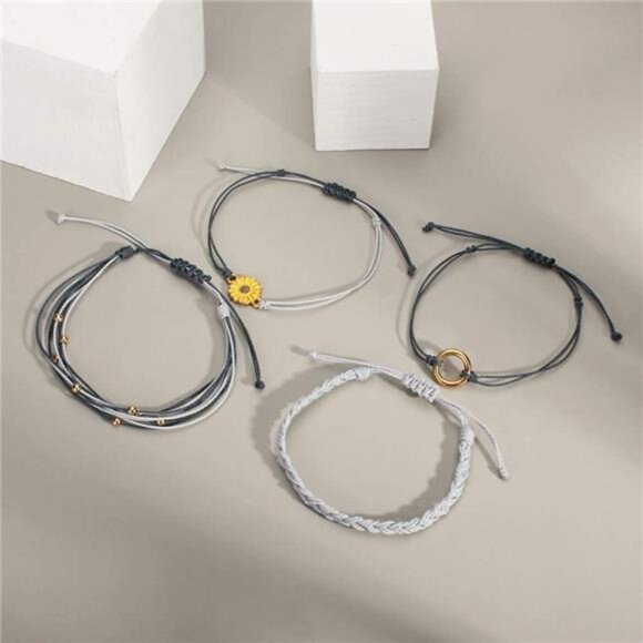 Sunflower String Bracelet Boho Braided Rope Wrap Bracelets Cute - Picture 6 of 7